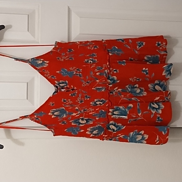 Patrons of Peace Red w/blue floral print - Picture 1 of 3